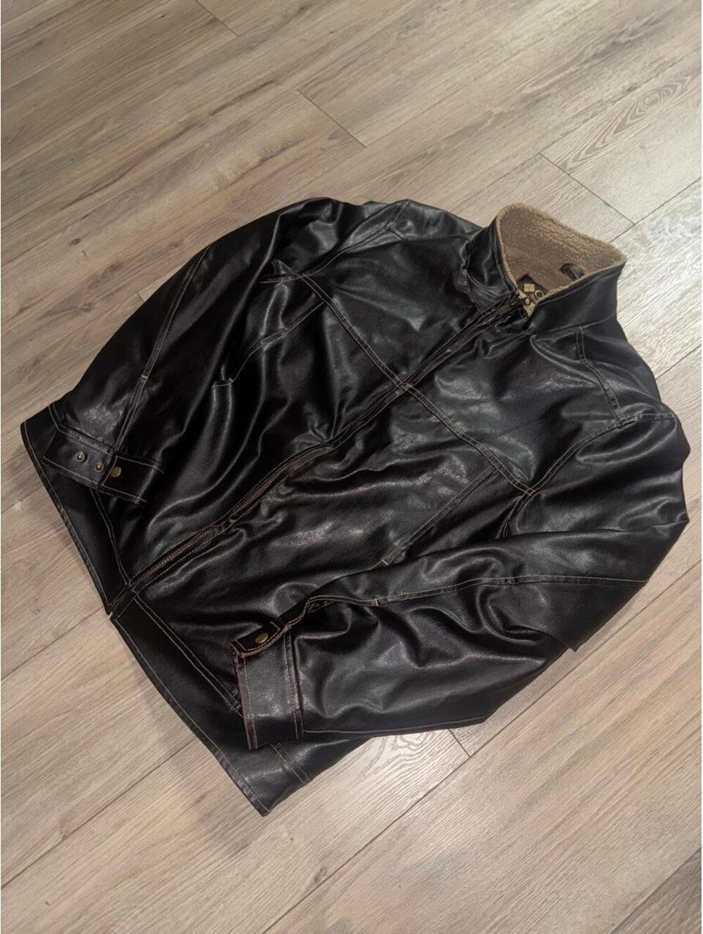 Columbia brown leather jacket with fur lining